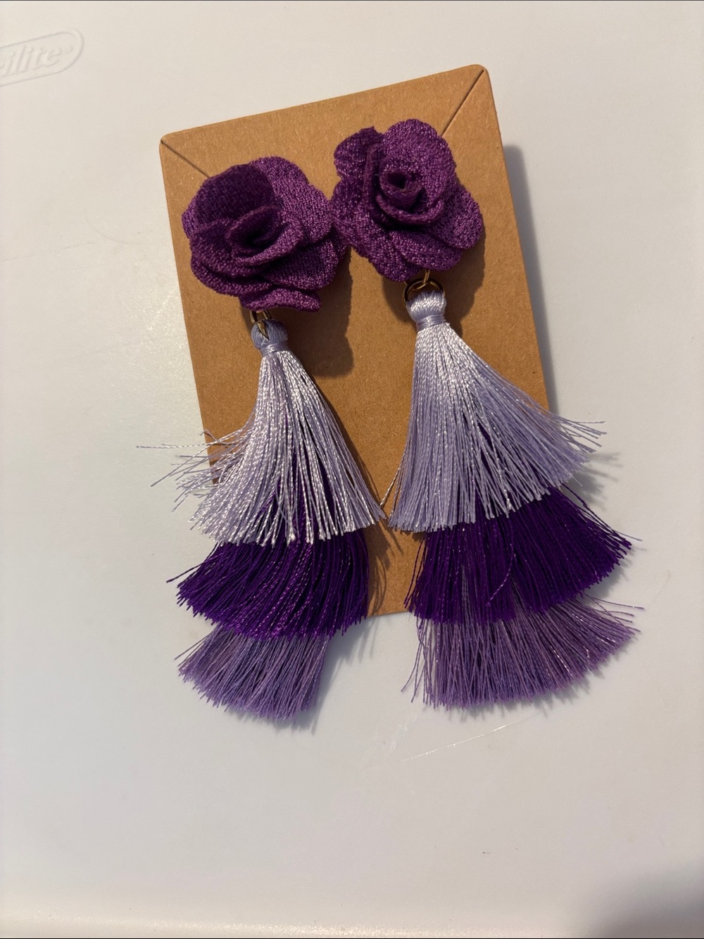 Fashion Jewelry Purple Floral Tassel Drop Earrings